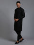 Vastramay Men's Black Cotton Blend Kurta and Pant Set